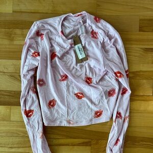 SKIMS long sleeve lipstick crop/PJ